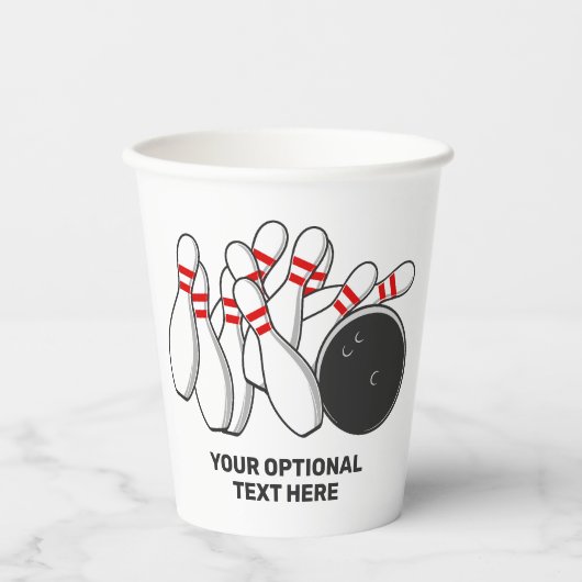 Aangepaste tekst Bowling Strike Papieren Bekers (Voorkant)