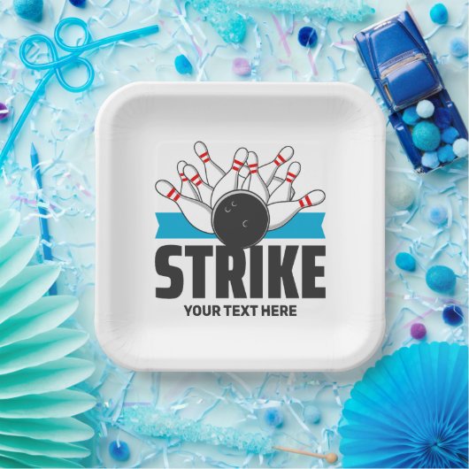 Aangepaste tekst Bowling Strike Papieren Bordje (Feest)