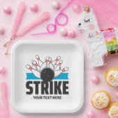 Aangepaste tekst Bowling Strike Papieren Bordje (Feest)