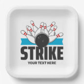 Aangepaste tekst Bowling Strike Papieren Bordje (Voorkant)