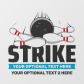 Aangepaste tekst Bowling Strike Raamsticker (Vel)