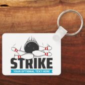Aangepaste tekst Bowling Strike Sleutelhanger (Voorkant)