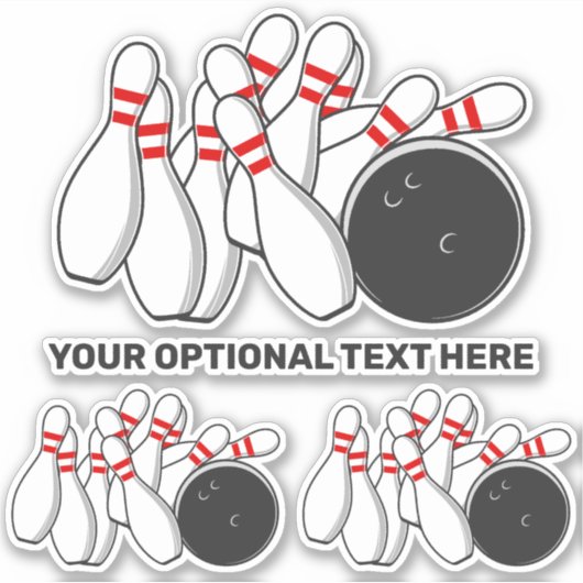 Aangepaste tekst Bowling Strike Sticker (Voorkant)