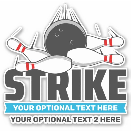 Aangepaste tekst Bowling Strike Sticker (Voorkant)