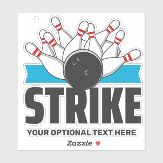 Aangepaste tekst Bowling Strike Sticker (Vel)
