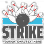 Aangepaste tekst Bowling Strike Sticker (Voorkant)