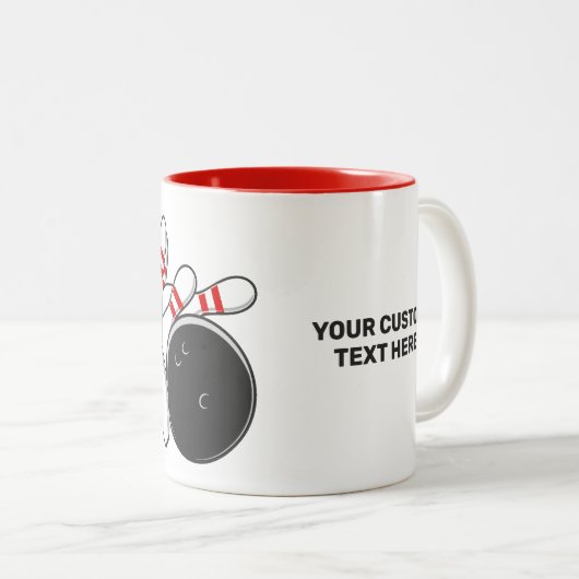 Aangepaste tekst Bowling Strike Tweekleurige Koffiemok (Voorkant rechts)