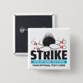Aangepaste tekst Bowling Strike Vierkante Button 5,1 Cm (Voorkant /achterkant)