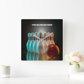 Aangepaste tekst Bowling Strike Vierkante Klok (Huis)