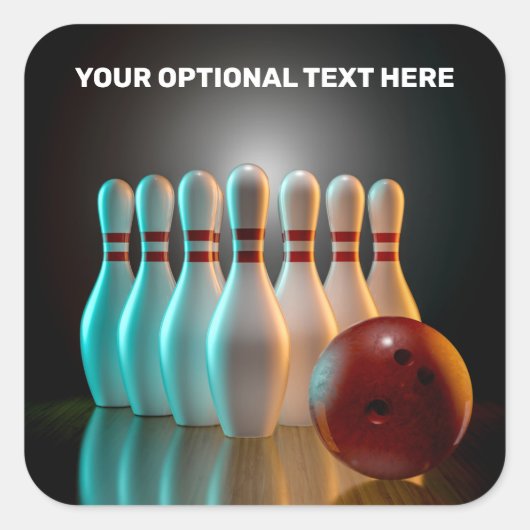 Aangepaste tekst Bowling Strike Vierkante Sticker (Voorkant)