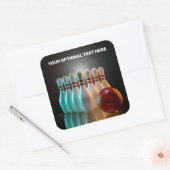 Aangepaste tekst Bowling Strike Vierkante Sticker (Envelop)