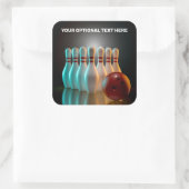 Aangepaste tekst Bowling Strike Vierkante Sticker (Tas)