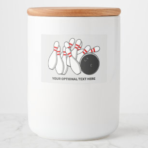 Aangepaste tekst Bowling Strike Voedselcontainer Etiket
