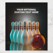 Aangepaste tekst Bowling Strike Wijn Etiket (Enkel label)