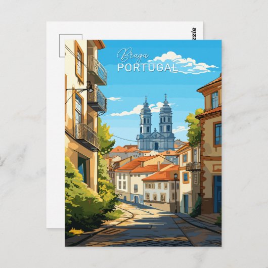 Aangepaste tekst Braga Portugal Briefkaart (Voorkant / Achterkant)