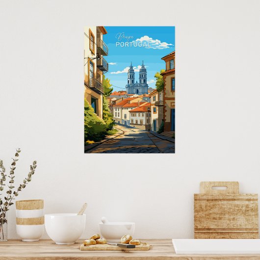 Aangepaste tekst Braga Portugal Poster (Keuken)