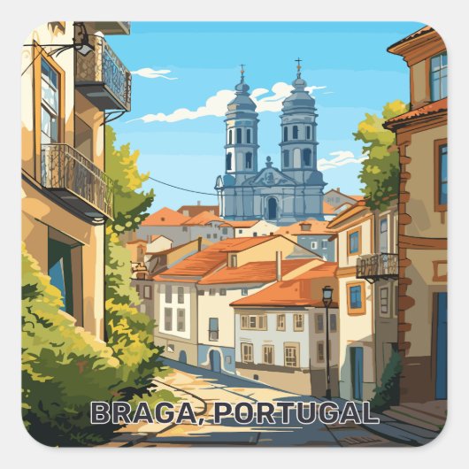 Aangepaste tekst Braga Portugal Vierkante Sticker (Voorkant)