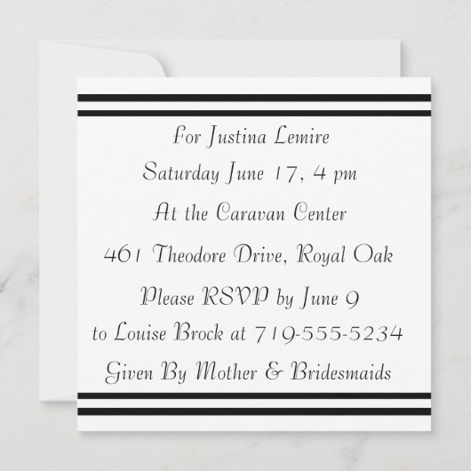 Aangepaste tekst Bridal Shower-uitnodigingen Kaart (Achterkant)