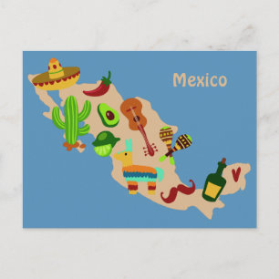 Aangepaste tekst briefkaart MEXICO culturele kaart