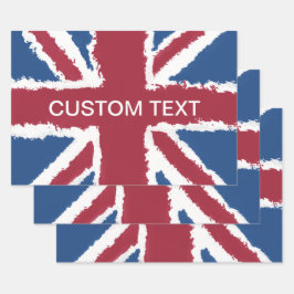 Aangepaste tekst Britse Unie Jack vlag Art Heva We Inpakpapier Vel