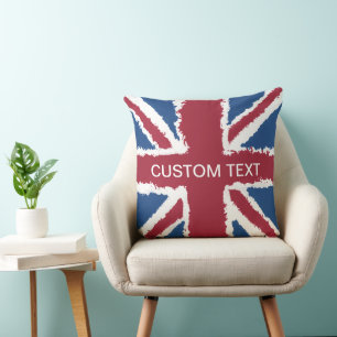 Aangepaste tekst Britse Union Jack-vlag kunst Heva Kussen