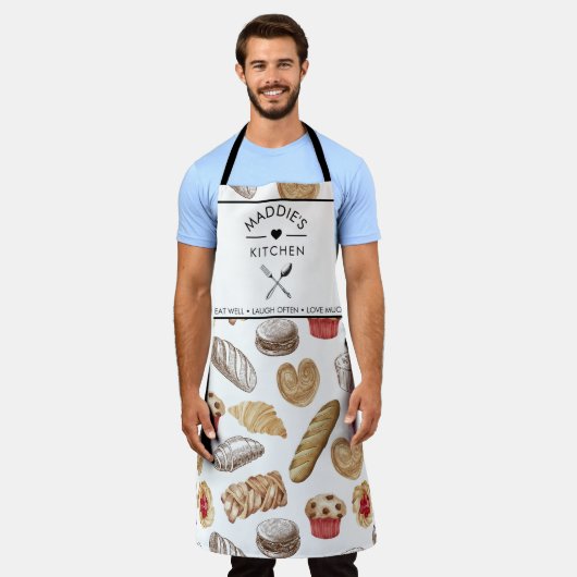 Aangepaste tekst Brood Bakker Patroon Schort (Gedragen)