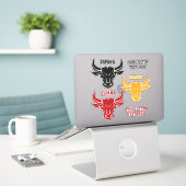 Aangepaste tekst Bull stickers (Laptop op bureau)