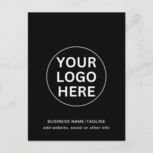 Aangepaste tekst & Business Logo Professional Zwar Briefkaart (Voorkant)