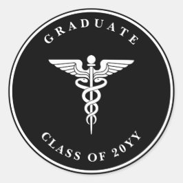 Aangepaste tekst Caduceus Afstuderen Zwart Sticker