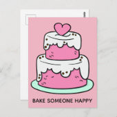 Aangepaste tekst Cake Illustratie briefkaart (Voorkant / Achterkant)