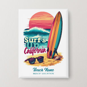 Aangepaste tekst California Surfen Button