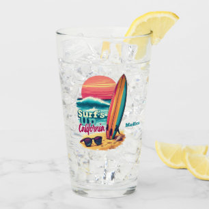 Aangepaste tekst California Surfen Glas