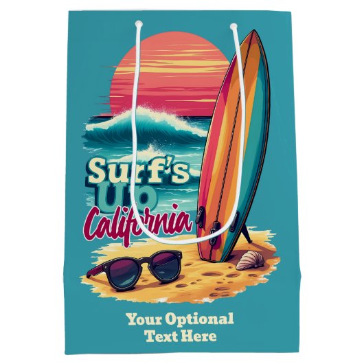Aangepaste tekst California Surfen Medium Cadeauzakje (Achterkant)