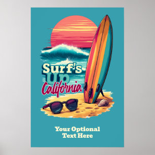 Aangepaste tekst California Surfen Poster
