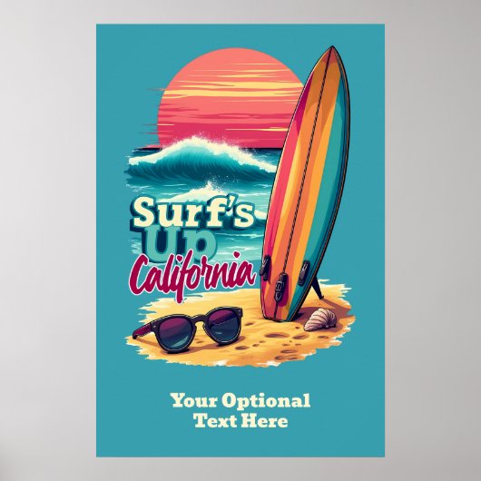 Aangepaste tekst California Surfen Poster (Voorkant)