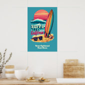 Aangepaste tekst California Surfen Poster (Keuken)