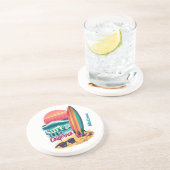 Aangepaste tekst California Surfen Zandsteen Onderzetter (Zijkant)