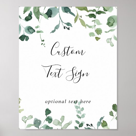 Aangepaste tekst Calligrafie Script Groene Bladere Poster (Voorkant)