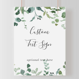 Aangepaste tekst Calligrafie Script Groene Bladere Poster