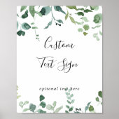 Aangepaste tekst Calligrafie Script Groene Bladwij Poster (Voorkant)