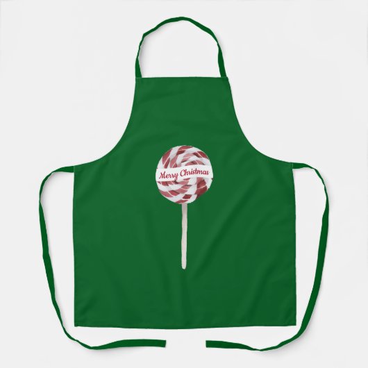 Aangepaste tekst Candy Cane Swirl Kerstlollypop Schort (Voorkant)