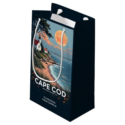 Aangepaste tekst Cape Cod Massachusetts Klein Cadeauzakje (Achterkant Gekanteld)