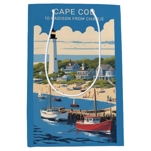 Aangepaste tekst Cape Cod Massachusetts Medium Cadeauzakje (Voorkant)