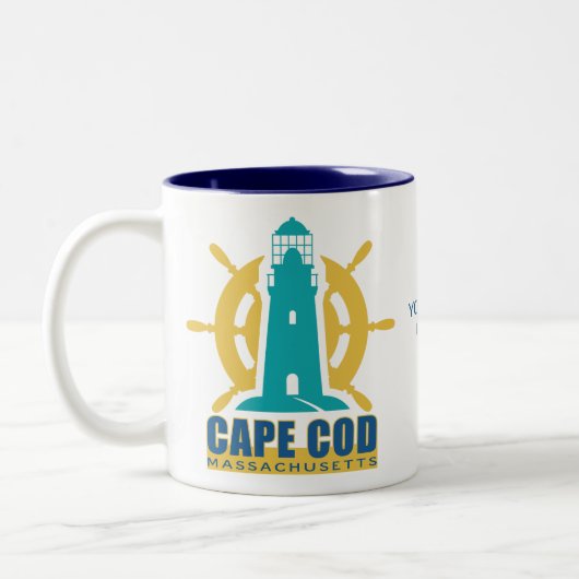 Aangepaste tekst Cape Cod Massachusetts Tweekleurige Koffiemok (Links)