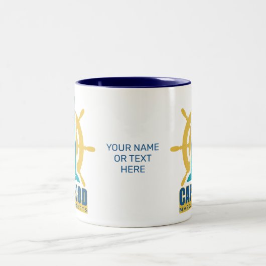 Aangepaste tekst Cape Cod Massachusetts Tweekleurige Koffiemok (Center)