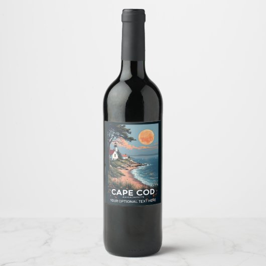 Aangepaste tekst Cape Cod Massachusetts Wijn Etiket (Voorkant)