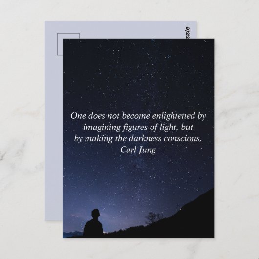 Aangepaste tekst Carl Jung verlicht de bewuste kos Briefkaart (Voorkant / Achterkant)