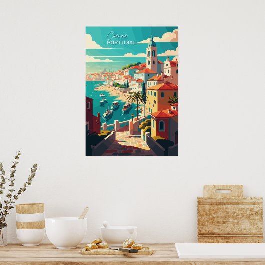 Aangepaste tekst Cascais Portugal Poster (Keuken)
