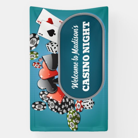 Aangepaste tekst Casino / Poker Spandoek (Verticaal)