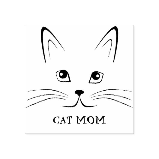 Aangepaste tekst Cat Face Rubberstempel (Afrduk)
